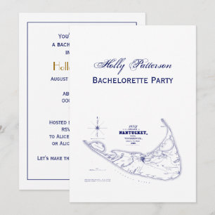 Nantucket Island MA  Map Navy Blue Kaart