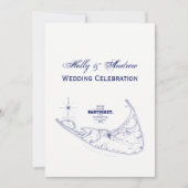 Nantucket Island MA  Map Navy Blue Kaart (Voorkant)