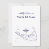 Nantucket Island MA Map Navy Blue Kaart (Voorkant)