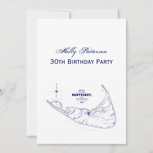 Nantucket Island MA  Map Navy Blue Kaart (Voorkant)