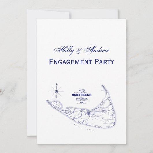 Nantucket Island MA  Map Navy Blue Kaart (Voorkant)