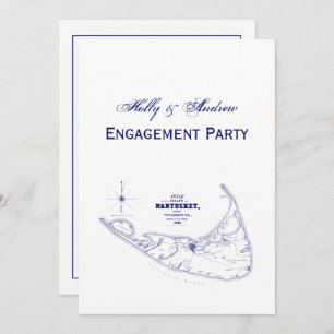 Nantucket Island MA Map Navy Blue Kaart