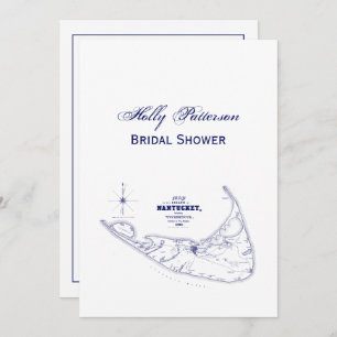Nantucket Island MA Map Navy Blue Kaart