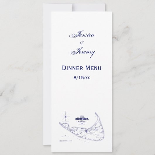 Nantucket Island MA  Map Navy Blue Kaart (Voorkant)