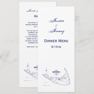 Nantucket Island MA  Map Navy Blue Kaart