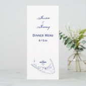 Nantucket Island MA  Map Navy Blue Kaart (Staand voorkant)
