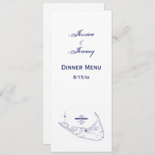 Nantucket Island MA  Map Navy Blue Kaart