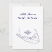 Nantucket Island MA Map Navy Blue Kaart (Voorkant)