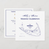Nantucket Island MA Map Navy Blue Kaart (Voorkant / Achterkant)