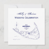 Nantucket Island MA  Map Navy Blue Kaart (Voorkant)