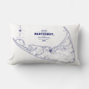 Nantucket Island MA  Map Navy Blue Kussen