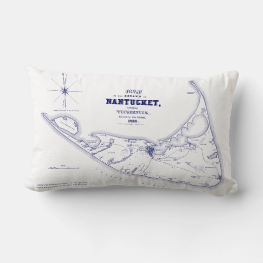 Nantucket Island MA Map Navy Blue Kussen (Achterkant)