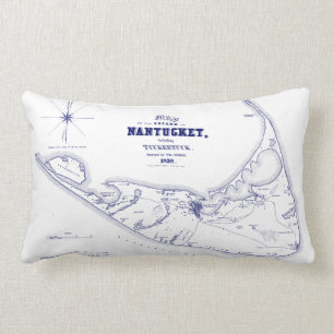 Nantucket Island MA  Map Navy Blue Kussen