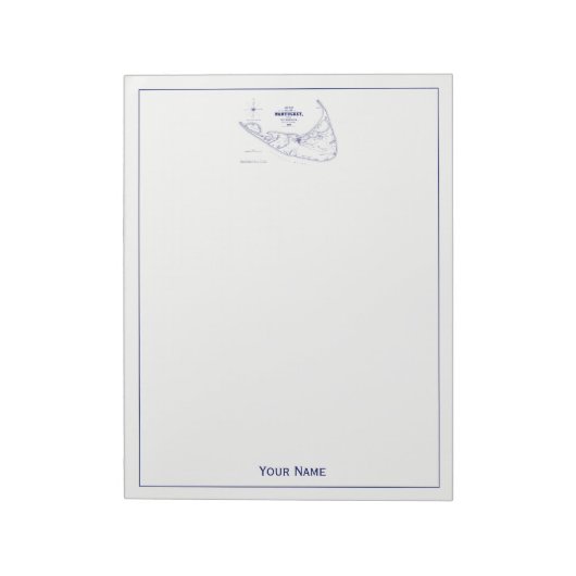 Nantucket Island MA  Map Navy Blue Notitieblok (Linkerzijde)