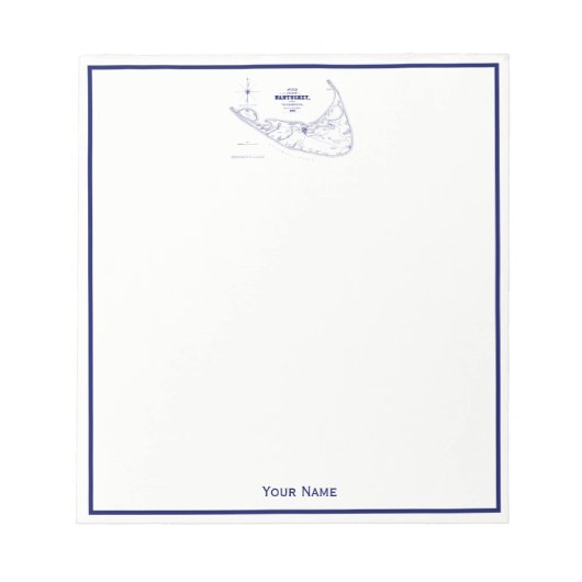 Nantucket Island MA  Map Navy Blue Notitieblok (Voorkant)