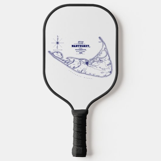 Nantucket Island MA  Map Navy Blue Pickleball Paddle (Achterkant)