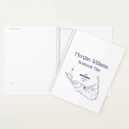Nantucket Island MA  Map Navy Blue Planner (Display)