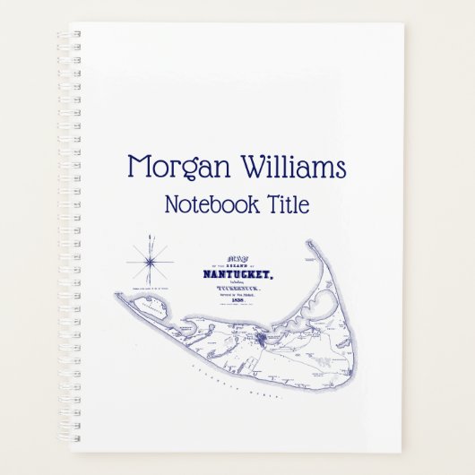 Nantucket Island MA  Map Navy Blue Planner (Voorkant)