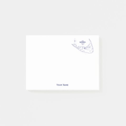 Nantucket Island MA  Map Navy Blue Post-it® Notes (Voorkant)