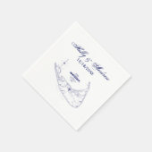 Nantucket Island MA  Map Navy Blue Servet (Hoek)