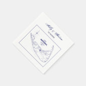 Nantucket Island MA  Map Navy Blue Servet (Hoek)