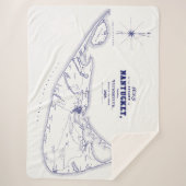 Nantucket Island MA  Map Navy Blue Sherpa Deken (Voorkant)