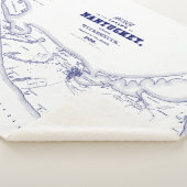 Nantucket Island MA  Map Navy Blue Sherpa Deken (3/4)