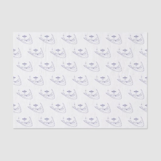 Nantucket Island MA  Map Navy Blue Tissuepapier (Voorkant)