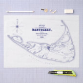 Nantucket Island MA Map Navy Blue Tissuepapier (Craft)