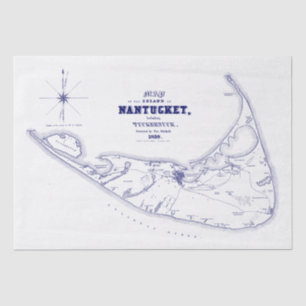 Nantucket Island MA  Map Navy Blue Tissuepapier