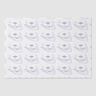 Nantucket Island MA  Map Navy Blue Tissuepapier