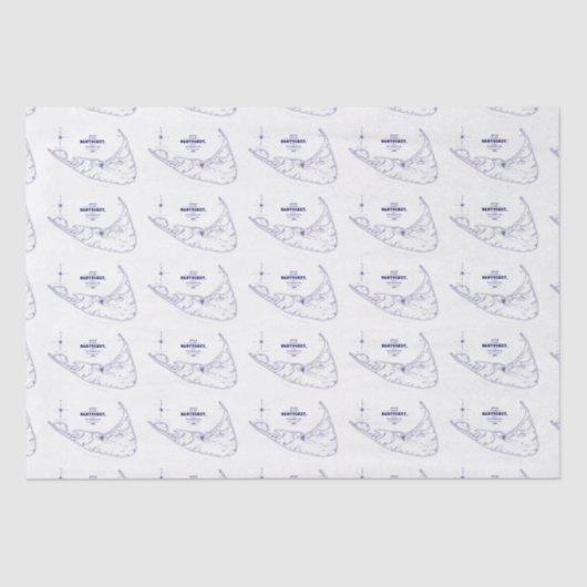 Nantucket Island MA  Map Navy Blue Tissuepapier (Voorkant)