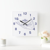 Nantucket Island MA  Map Navy Blue Vierkante Klok (Huis)