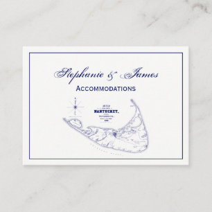 Nantucket Island MA  Map Navy Blue Visitekaartje