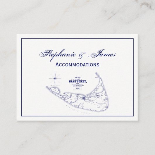Nantucket Island MA  Map Navy Blue Visitekaartje (Voorkant)