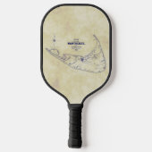 Nantucket Island MA TeaStain  Map Navy Blue Pickleball Paddle (Achterkant)