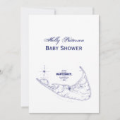 Nantucket Island MA Vintage Kaart Navy Blauwe (Voorkant)