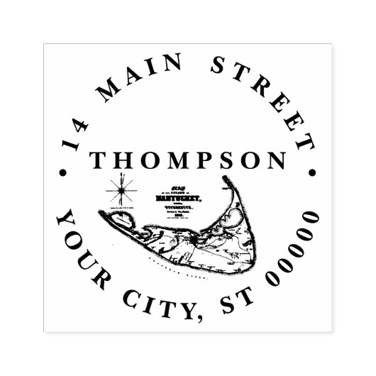 Nantucket Island MA vintage kaart Rubberstempel (Afrduk)