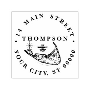 Nantucket Island MA vintage kaart Zelfinktende Stempel