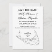 Nantucket Island MA Vintage Kaart Zwart (Voorkant)