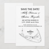 Nantucket Island MA Vintage Kaart Zwart (Voorkant / Achterkant)