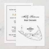 Nantucket Island MA Vintage Kaart Zwart (Voorkant / Achterkant)