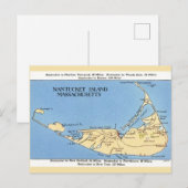 Nantucket Island Map Briefkaart (Voorkant / Achterkant)
