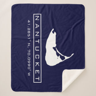 Nantucket Island Map Logo Fuzzy Sherpa Blanket Deken