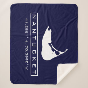 Nantucket Island Map Logo Fuzzy Sherpa Blanket Sherpa Deken