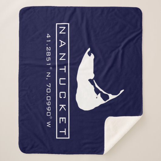 Nantucket Island Map Logo Fuzzy Sherpa Blanket Sherpa Deken (Voorkant)
