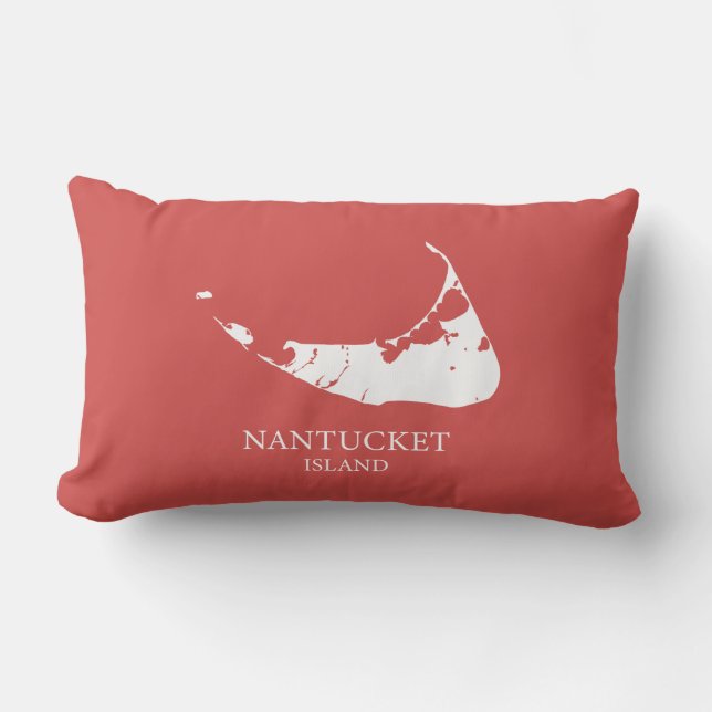Nantucket Island Map Nantucket Red Lumbar Pillow Kussen (Voorkant)