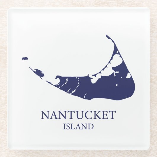 Nantucket Island Map navy blue Glazen Onderzetter (Voorkant)