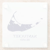 Nantucket Island Map navy blue Glazen Onderzetter (Achterkant)