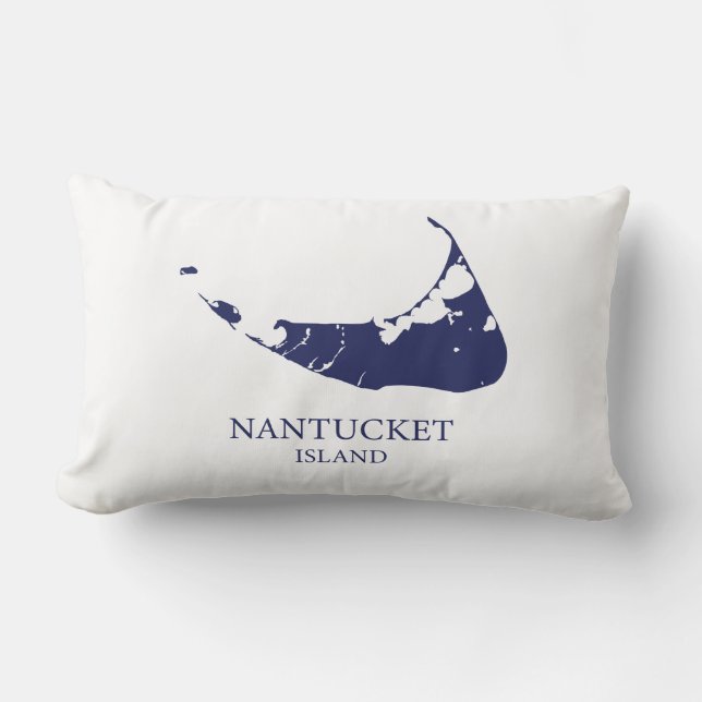 Nantucket Island Map navy blue Lumbar Pillow Kussen (Voorkant)